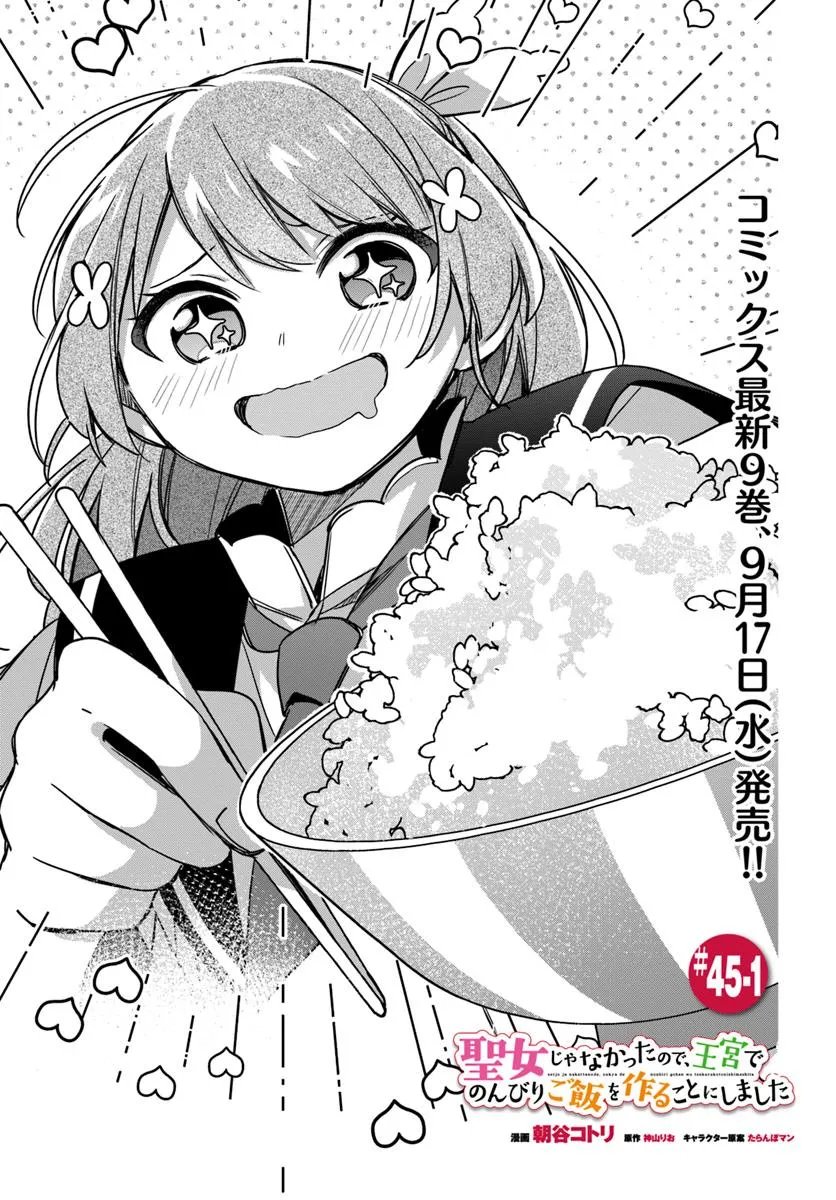 SEIJO JA NAKATTA NODE, OUKYUU DE NONBIRI GOHAN O TSUKURU KOTO NI SHIMASHITA Chap 45.1 - Pic 1